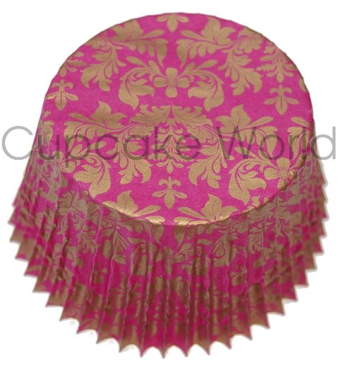 PINK GOLD FLORAL DAMASK PAPER MUFFIN CUPCAKE CASES 50PCS PINK GOLD FLORAL DAMASK PAPER MUFFIN CUPCAKE CASES 50PCS